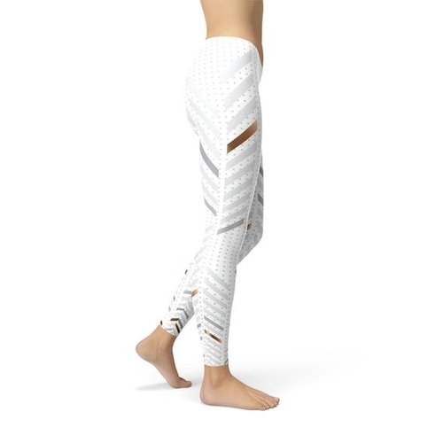 Womens White Stripes Leggings - Image 2