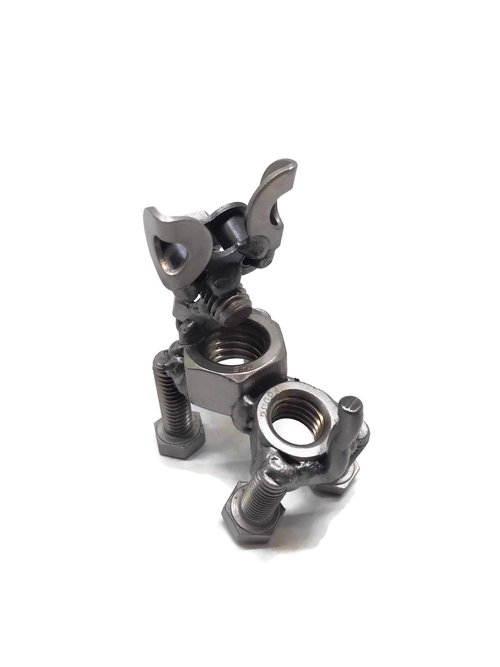 Scrap Metal Short Eared Dog Figurine, Steel Canine, Nuts and Bolts - Image 8