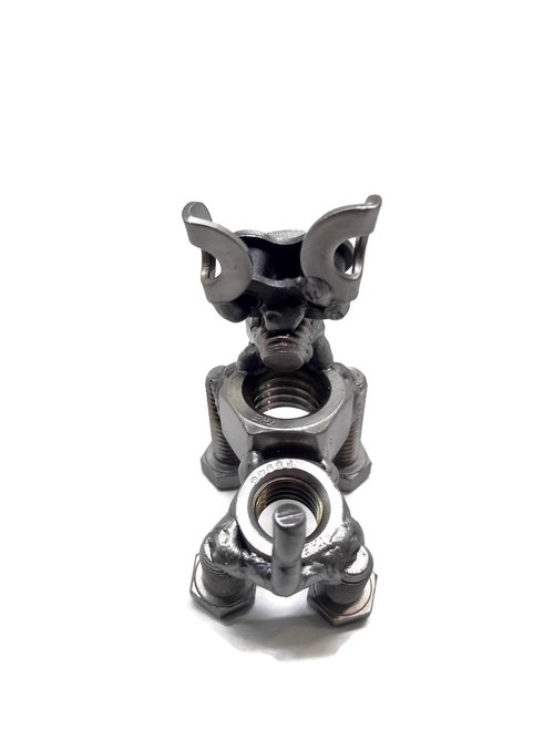 Scrap Metal Short Eared Dog Figurine, Steel Canine, Nuts and Bolts - Image 9