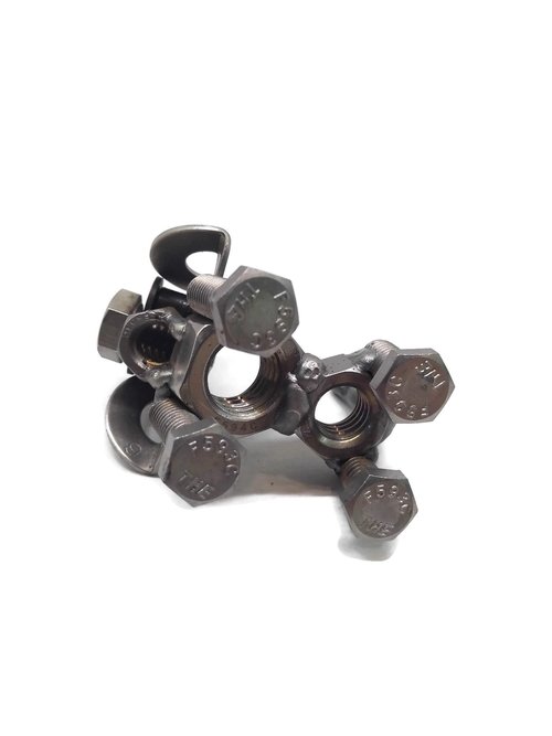 Scrap Metal Short Eared Dog Figurine, Steel Canine, Nuts and Bolts - Image 12