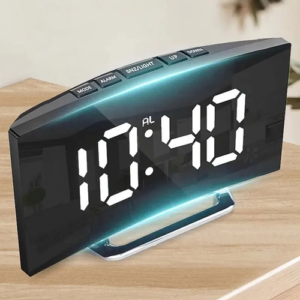 Curved Screen Clock Digital Led Alarm Clock with Temperature Display